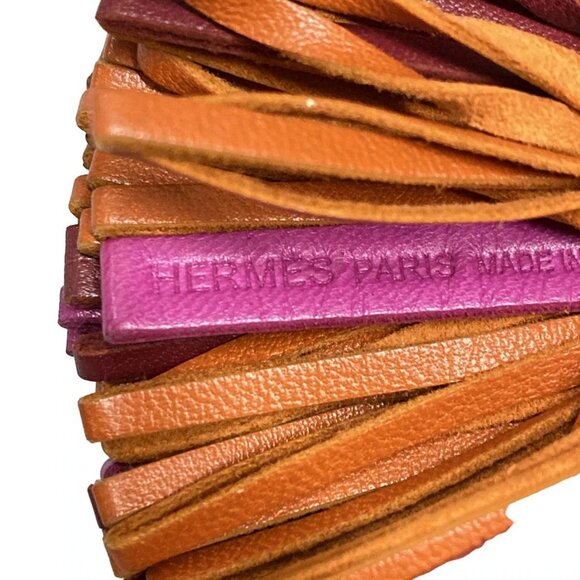 Auth HERMES Carmen - Pink Brown Orange Agneau Milo Hardware Bag Charm - Picture 3 of 4